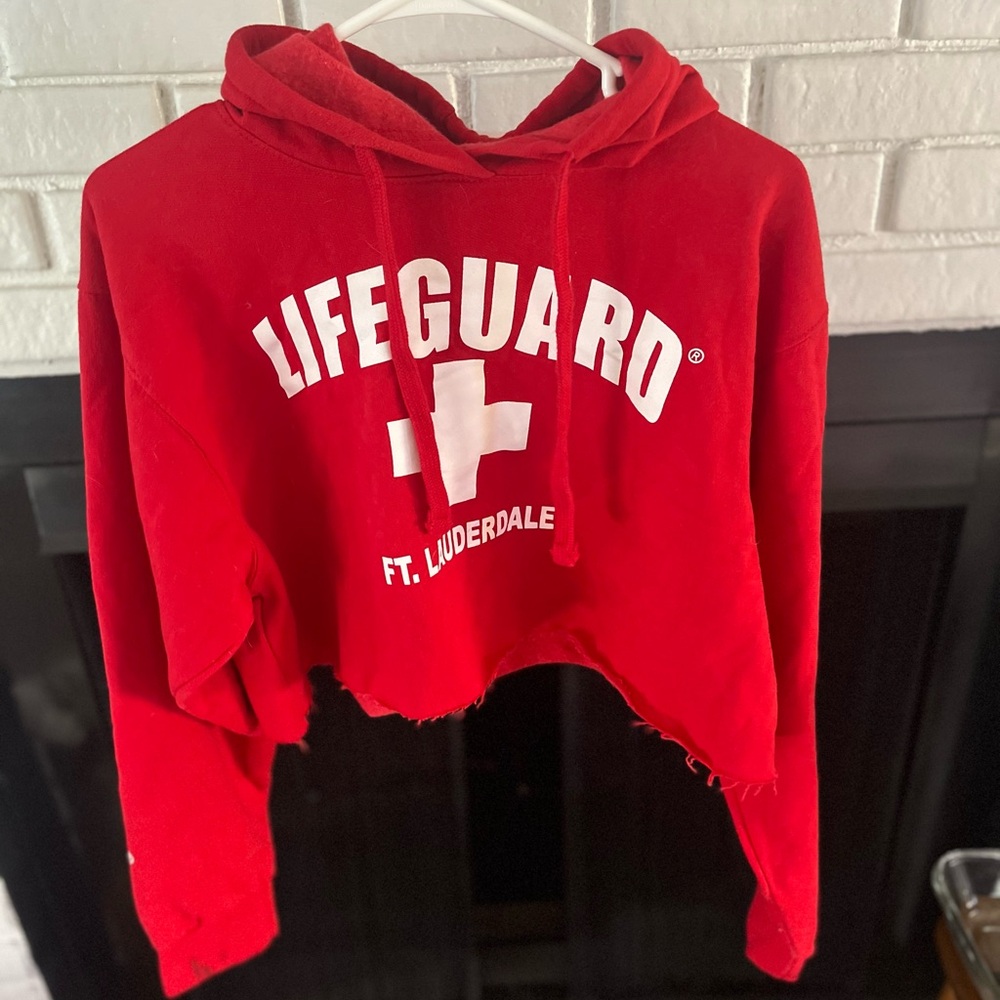 Lifeguard Red Cropped Hoodie